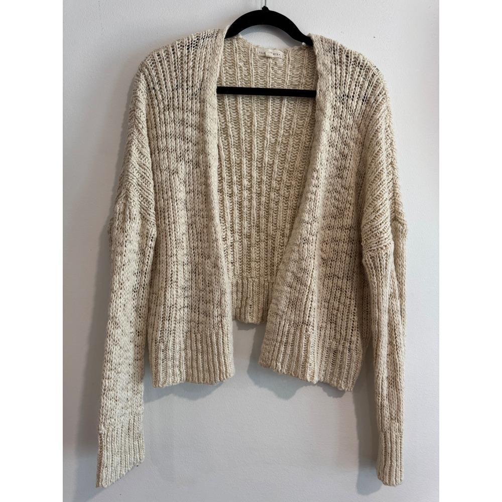 LA‎ Hearts Open Front Chunky Knit Cardigan Womens M/L Cream Ribbed Drop Shoulder